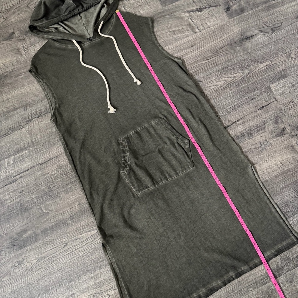 POL Mineral Wash Olive Sleeveless Hoodie T-Shirt Dress SMALL - Picture 12 of 13